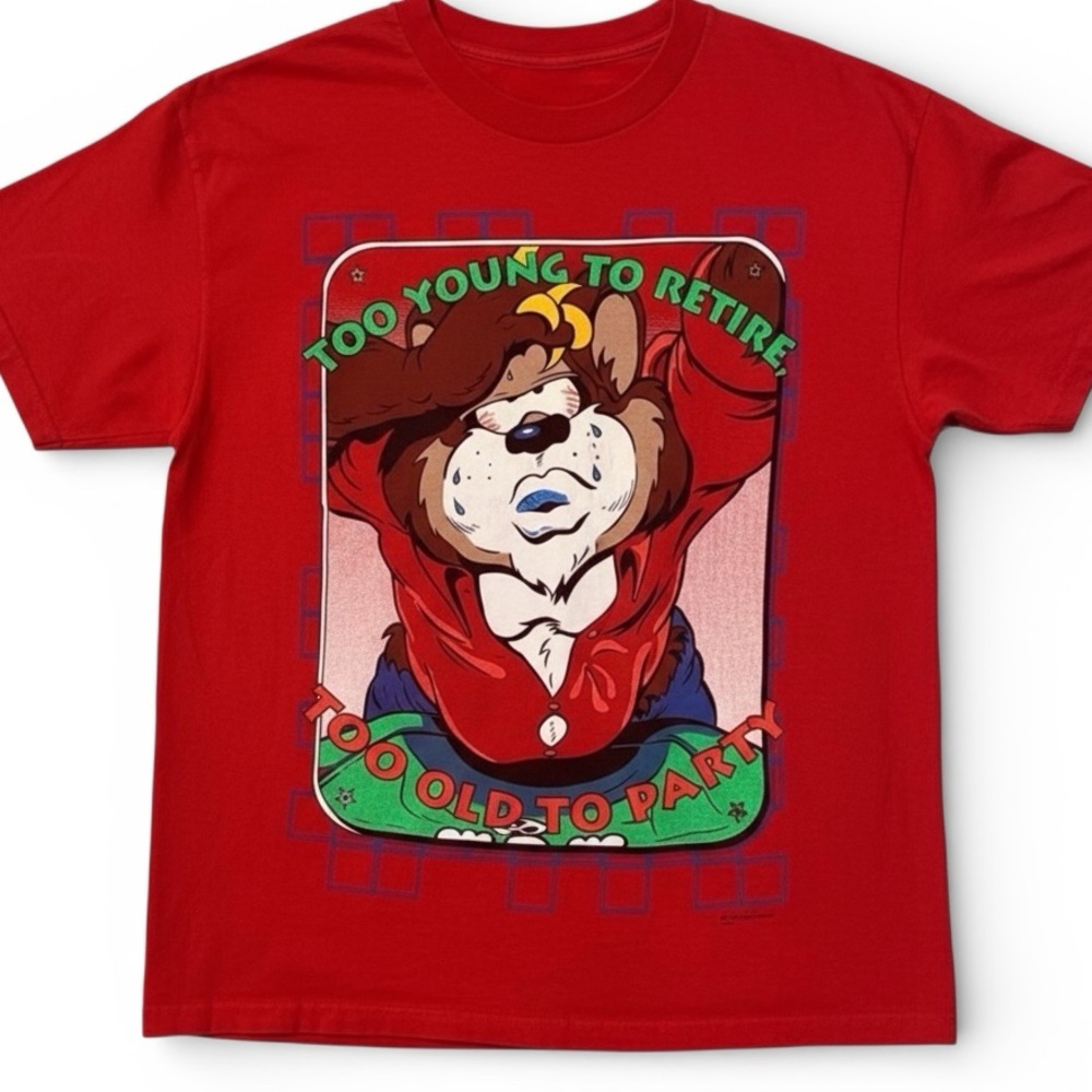 Vintage 1993 Single Stitch “Too Young To Retire Too‎ Old To Party” Graphic Tee L